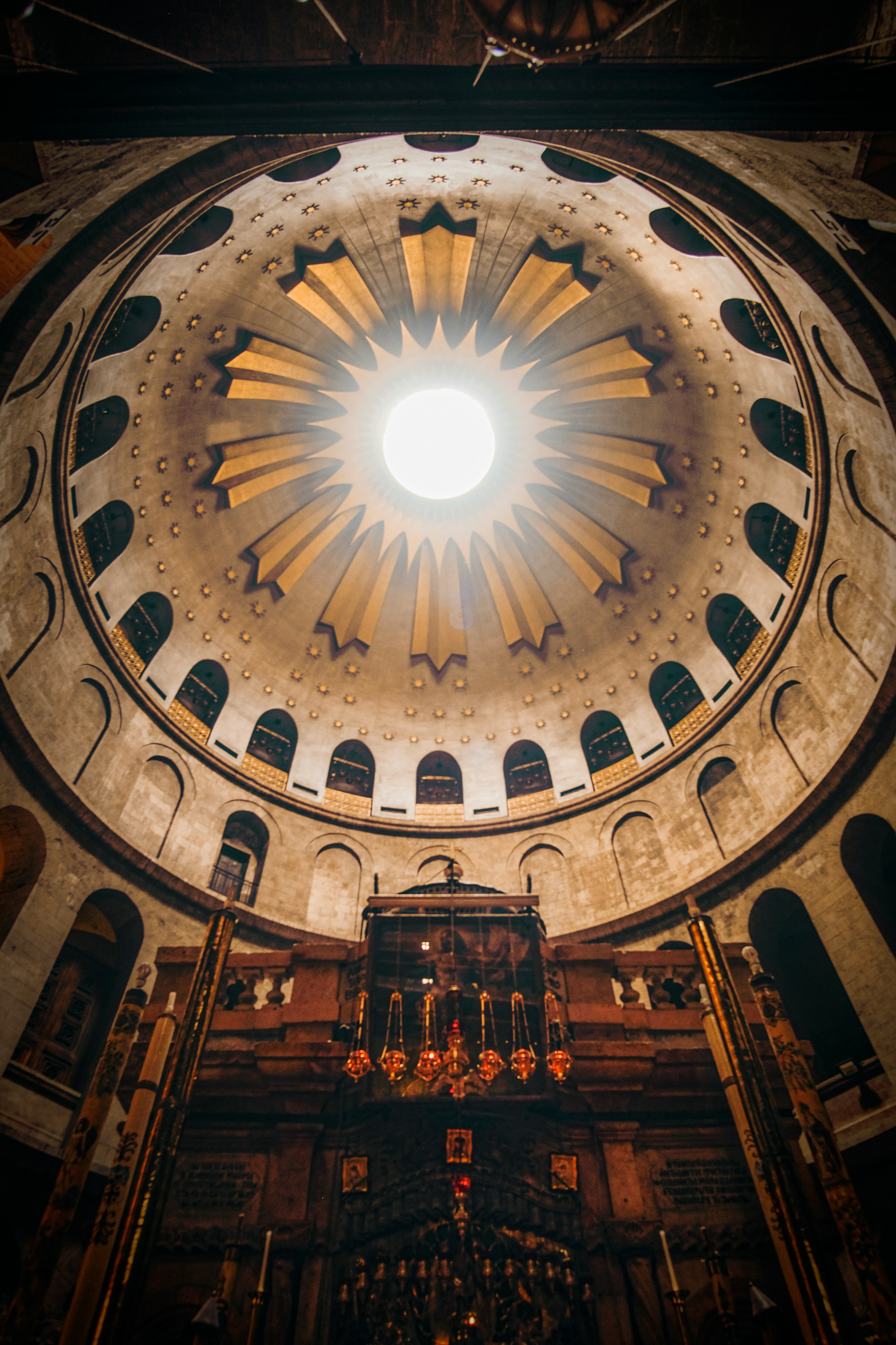 brown and blue dome building